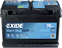 Аккумулятор автомобильный Exide EK700 Start-Stop AGM 70Ач 700А Обратная полярность (278x175x190)