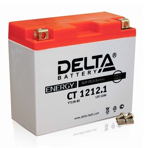 Мотоциклетный аккумулятор Delta CT 1212.1 YT12B-BS 12Ач 155А Прямая полярность (150x70x131)