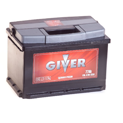 Аккумулятор автомобильный GIVER 6СТ-77.0 77Ач 570А Обратная полярность (275х175х190)