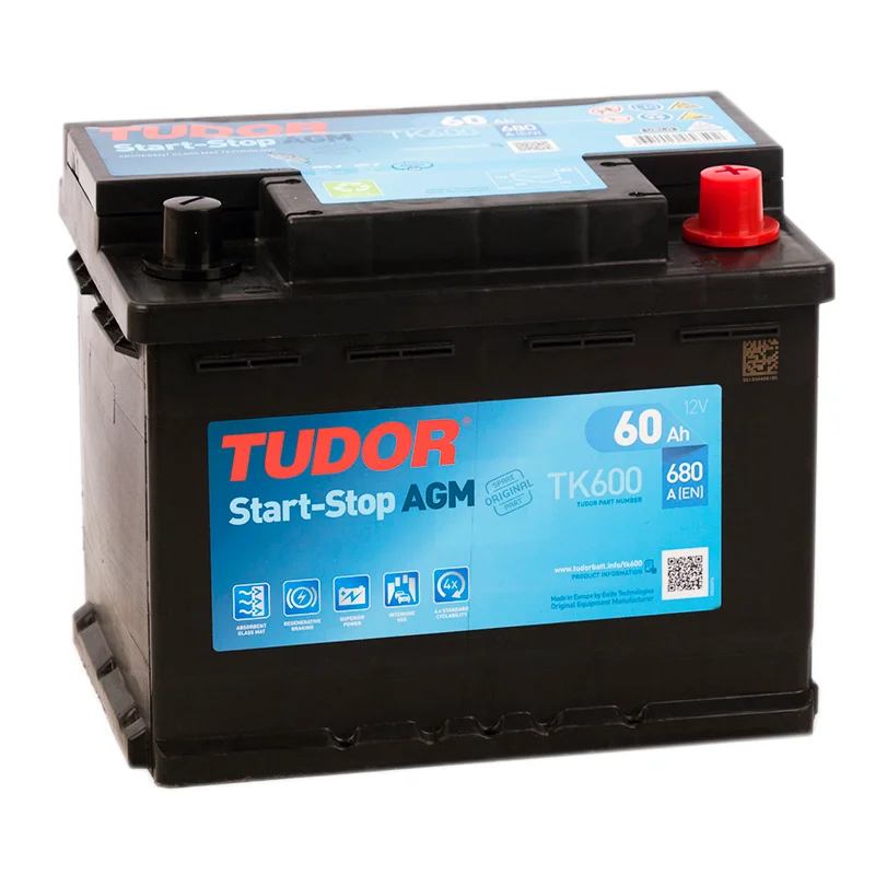 Аккумулятор автомобильный TUDOR AGM Start-Stop TK600 60Ач 680А Обратная полярность (242x175x190)