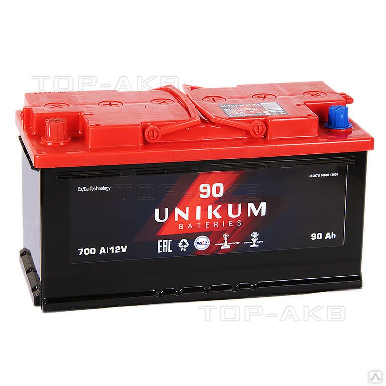 Аккумулятор автомобильный UNIKUM 90Ач 700A Прямая полярность (353х175х190)