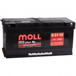 Аккумулятор автомобильный Moll M3 Plus 12V-110Ah R+ 110Ач 900А Обратная полярность (393x175x190)