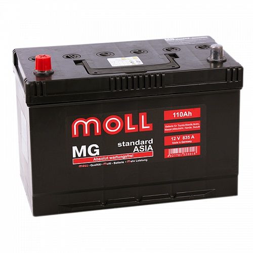 Аккумулятор автомобильный Moll MG Asia 110L 110Ач 835А Прямая полярность (306x173x225)