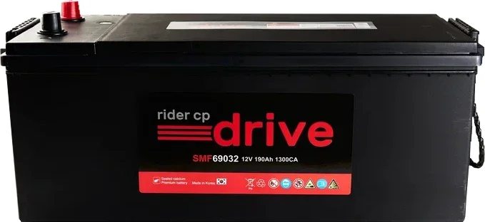 RIDER 6СТ-190L 190 Ач 1300 А, обратная полярность, стандартные клеммы