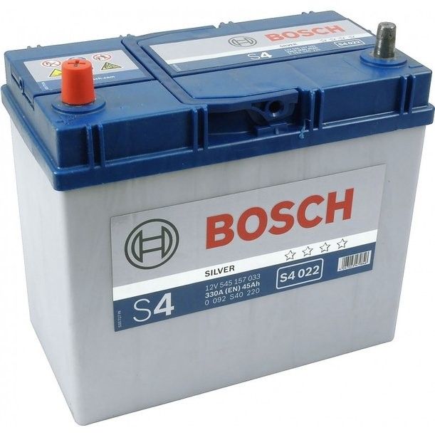 Аккумулятор автомобильный Bosch Silver Asia S4 022 45Ач 330А Прямая полярность (238x129x227) 0 092 S40 220