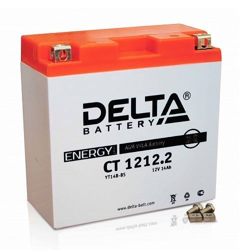 Мотоциклетный аккумулятор Delta CT 1212.2 YT14B-BS 12Ач 155А Прямая полярность (152x70x150)