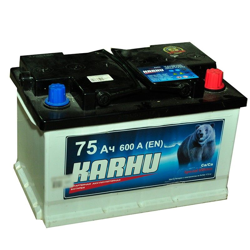Аккумулятор автомобильный Karhu 75Ач 650А Обратная полярность (278х175х175) низкая