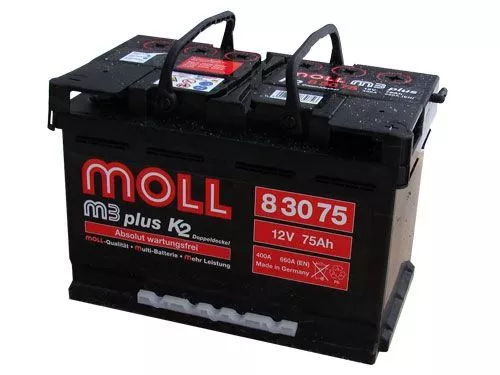 Аккумулятор автомобильный Moll M3 Plus 12V-75Ah R 75Ач 680А Обратная полярность (278x175x190)