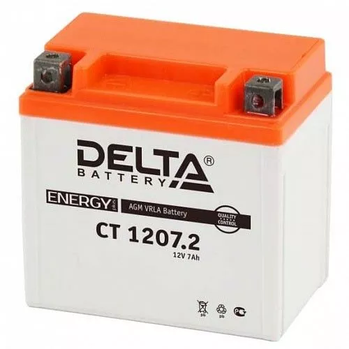Мотоциклетный аккумулятор Delta CT 1207.2 YTZ7S 7Ач 130А Обратная полярность (114x70x108)