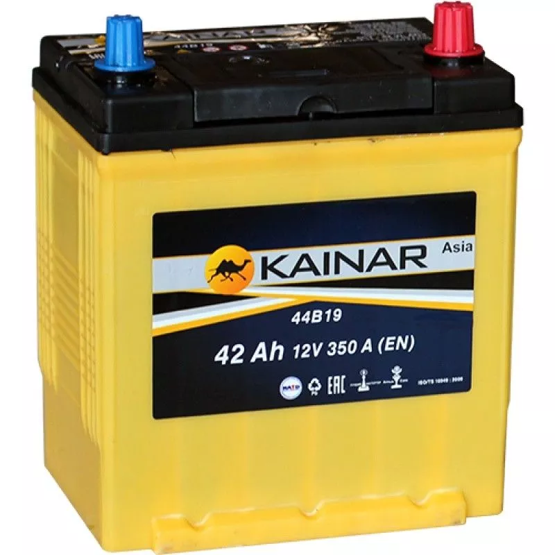 Аккумулятор автомобильный Kainar Asia 44B19L 42Ач 350А Обратная полярность (186х129х220)