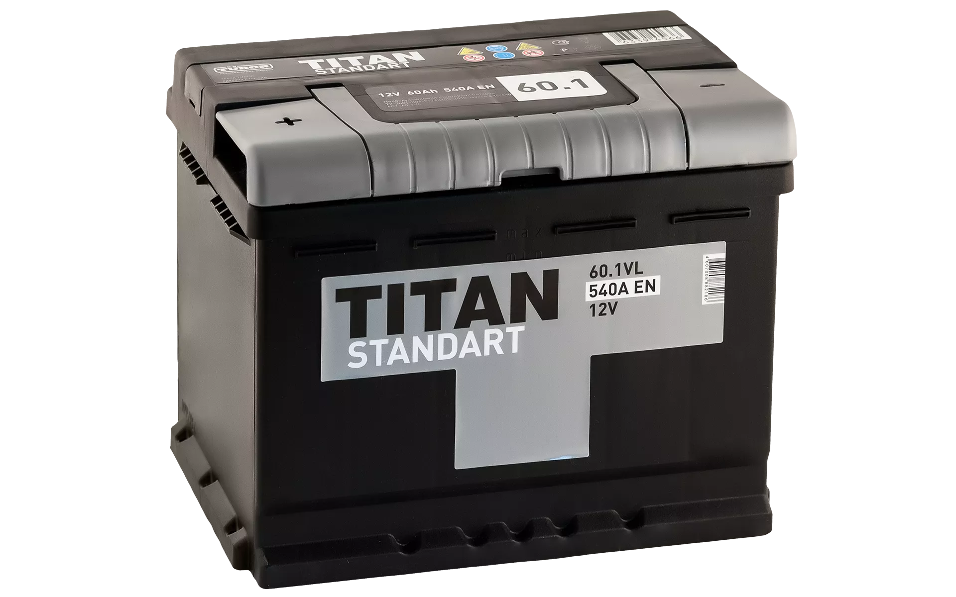 Аккумулятор автомобильный TITAN Standart 60L+ 60Ач 540А Прямая полярность (242x175x190)