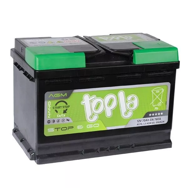 Аккумулятор автомобильный Topla AGM Stop&Go (114070) 70Ач 760А Обратная полярность (278x175x190)