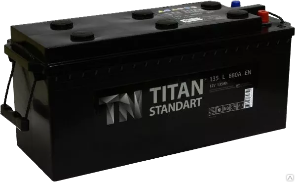 Аккумулятор автомобильный TITAN Standart 135 R+ (140) 135Ач 880А Обратная полярность (513x189x223)