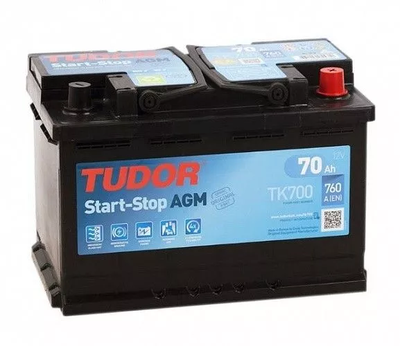 Аккумулятор автомобильный Tudor AGM 70 TK700 70Ач 750А Обратная полярность (278x175x190)