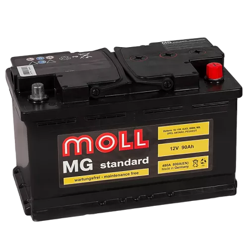 Аккумулятор автомобильный Moll MG Standard 12V-90Ah R 90Ач 800А Обратная полярность (315x175x190)